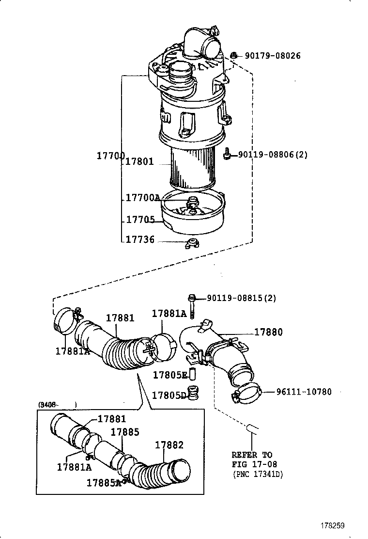 17705-67010 CAP SUB-ASSY, AIR CLEANER product image
