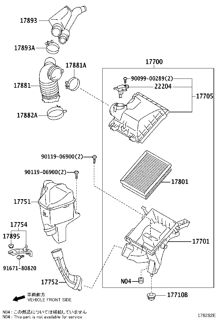 17754-37020 STAY, AIR CLEANER INLET product image
