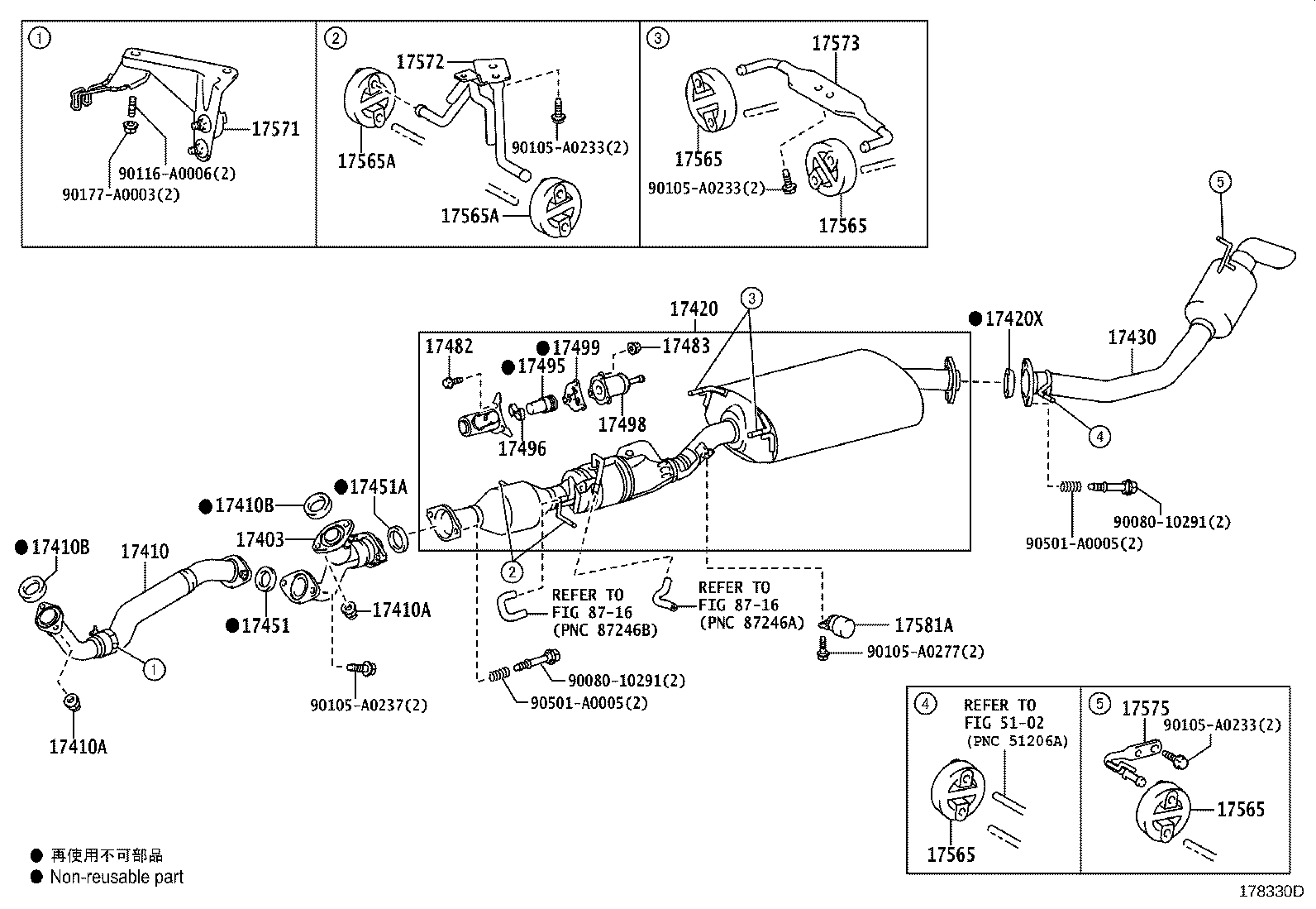 17403-0P070 PIPE SUB-ASSY, EXHAUST, FRONT NO.3 product image
