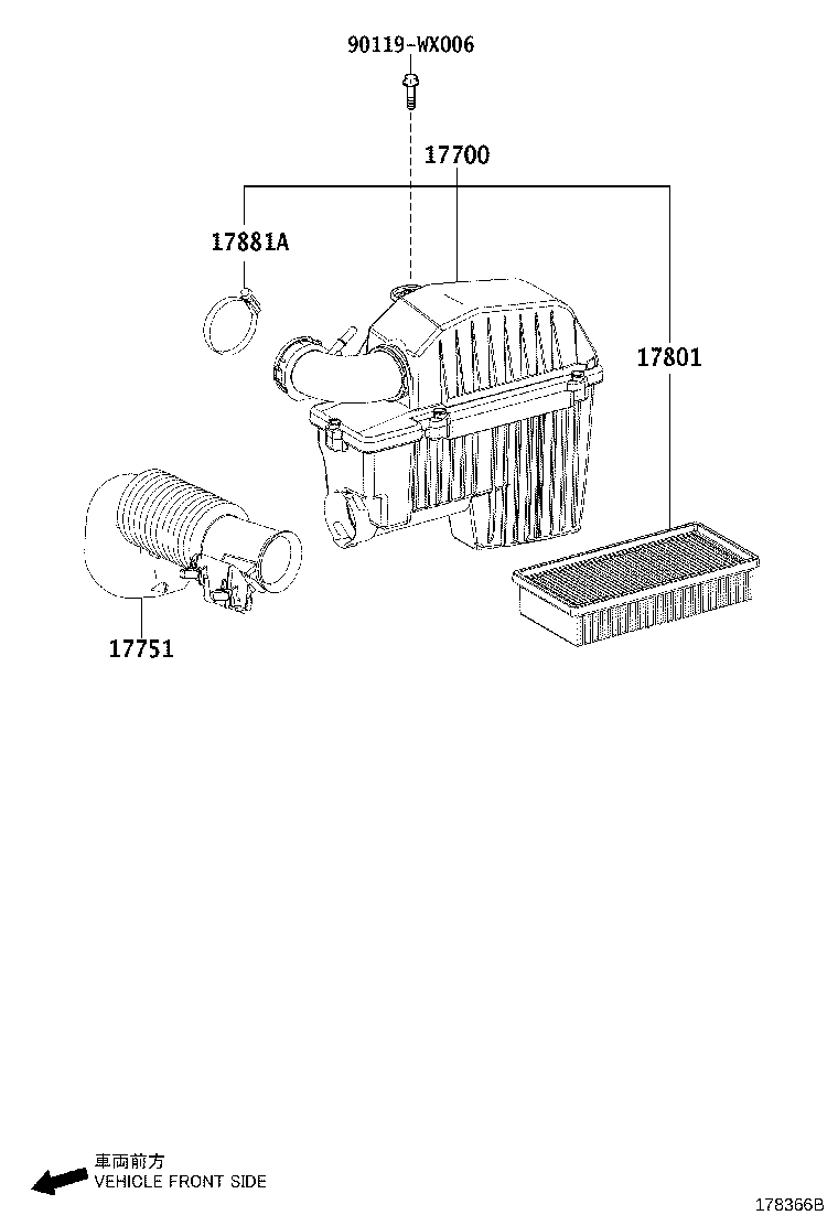 17801-21060 ELEMENT SUB-ASSY, AIR CLEANER FILTER product image