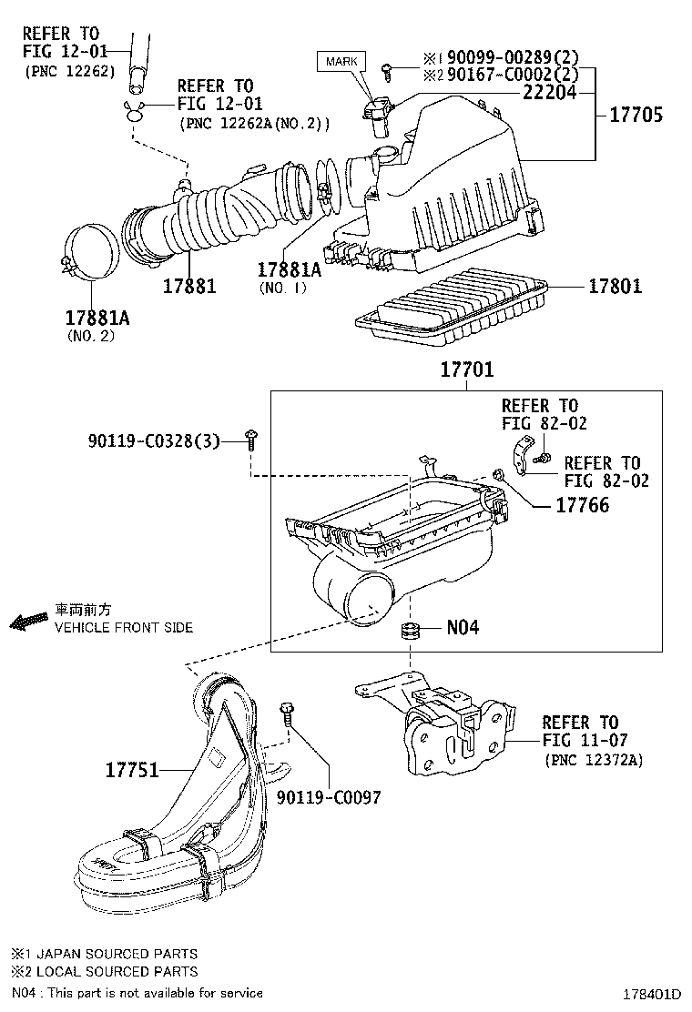 17301-0Y011 DUCT SUB-ASSY, AIR INLET, NO.1 product image