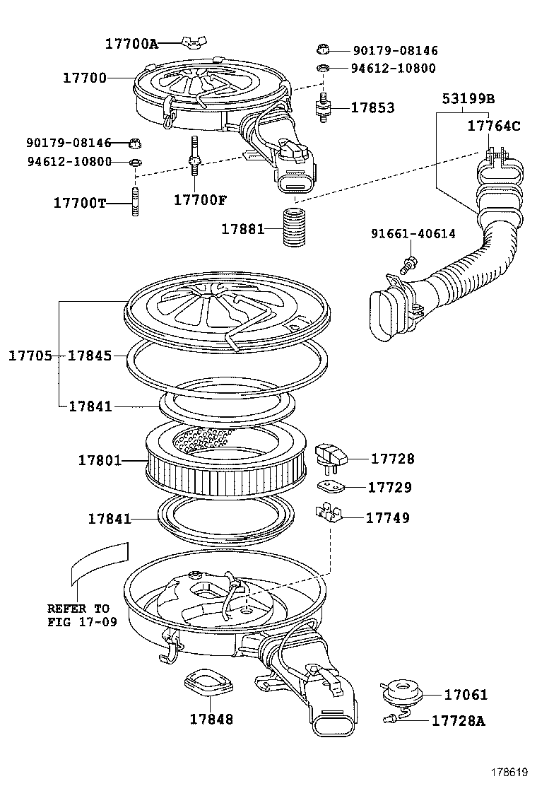 17103-54070 PIPE SUB-ASSY, AIR CLEANER, NO.2 product image