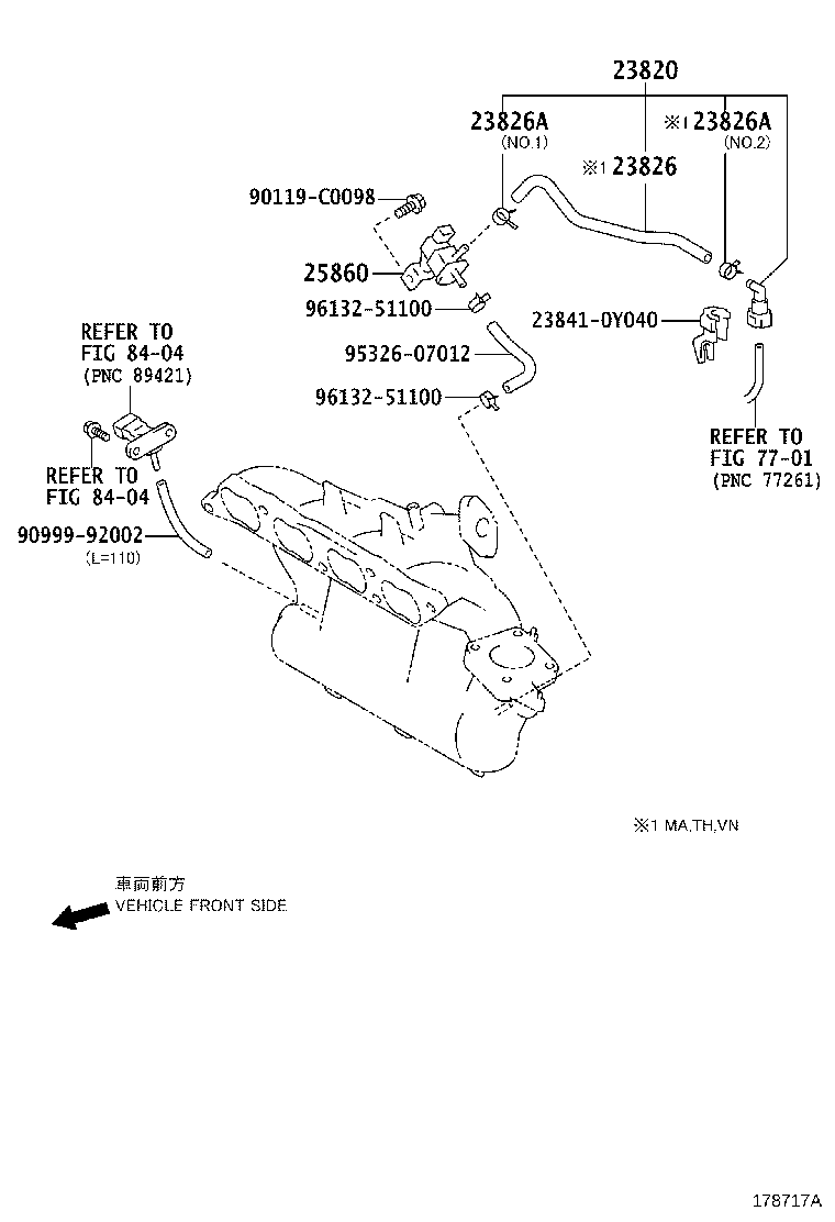 23830-0V060 HOSE ASSY, FUEL VAPOR FEED, NO.2 product image