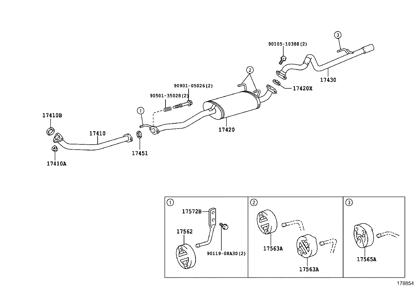 17405-75190 PIPE ASSY, EXHAUST, TAIL product image
