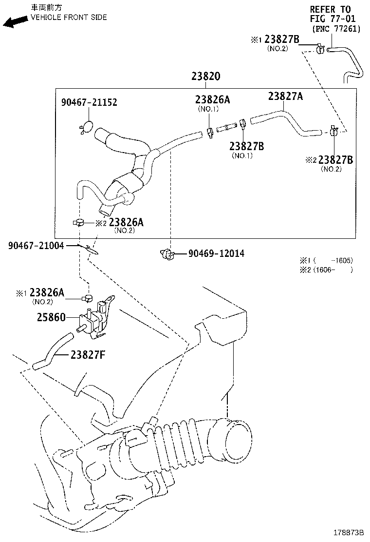 23827-21240 HOSE, FUEL VAPOR FEED, NO.2 product image