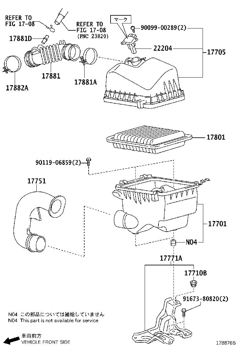 17881-21091 HOSE, AIR CLEANER, NO.1 product image