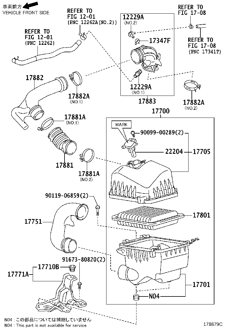 17883-47041 HOSE, AIR CLEANER, NO.3 product image