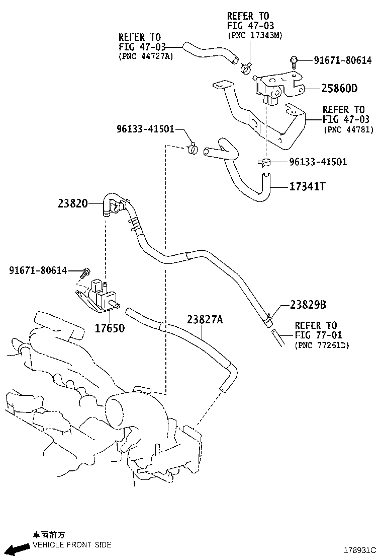23820-47040 HOSE ASSY, FUEL VAPOR FEED product image