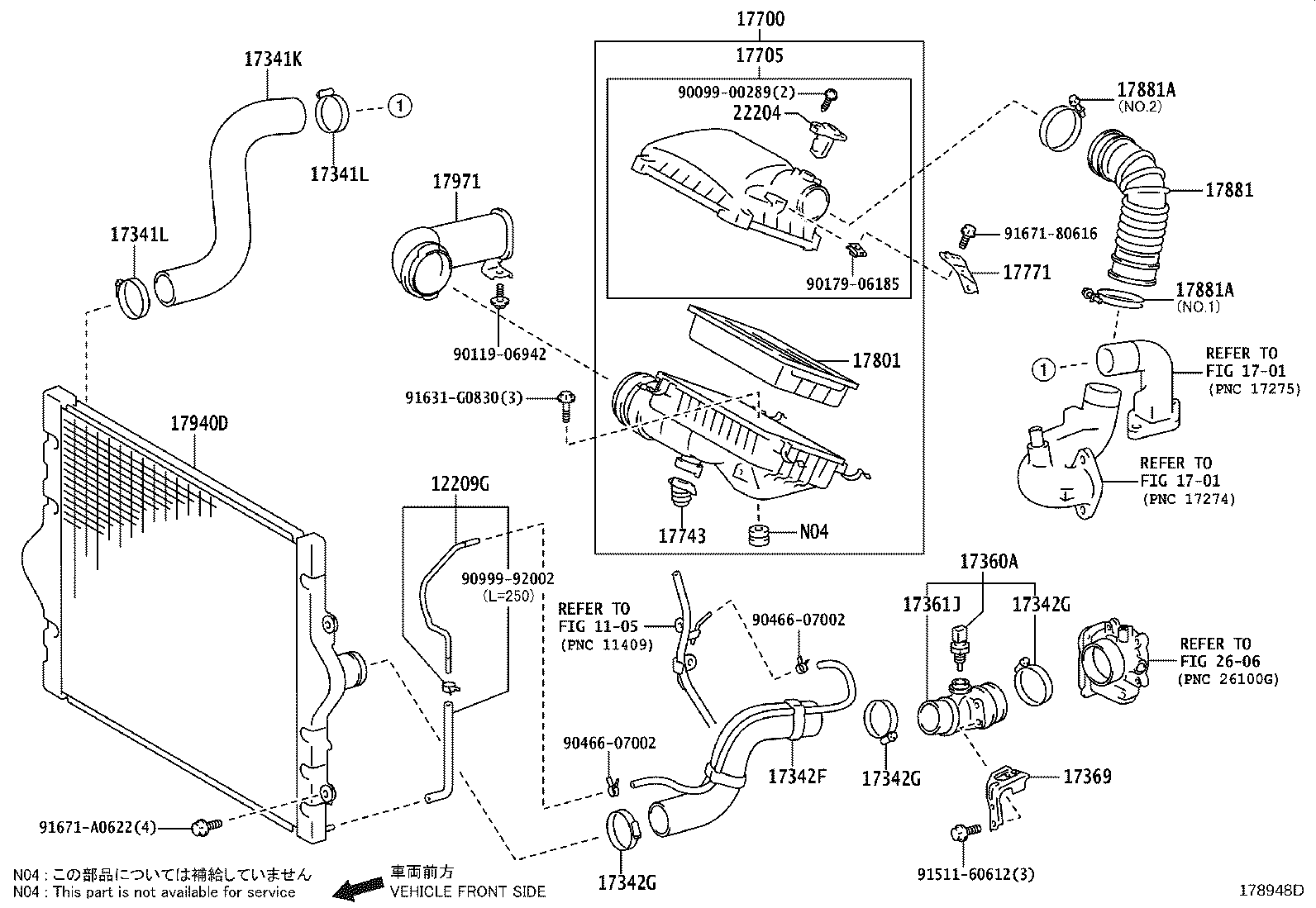 17341-11470 HOSE, AIR, NO.1(FOR INTERCOOLER) product image