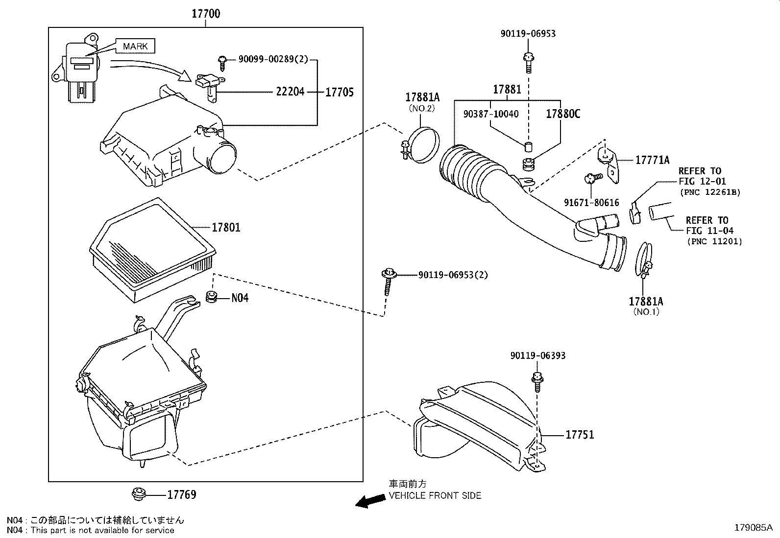 Toyota 17751-31350 INLET, AIR CLEANER, NO.1