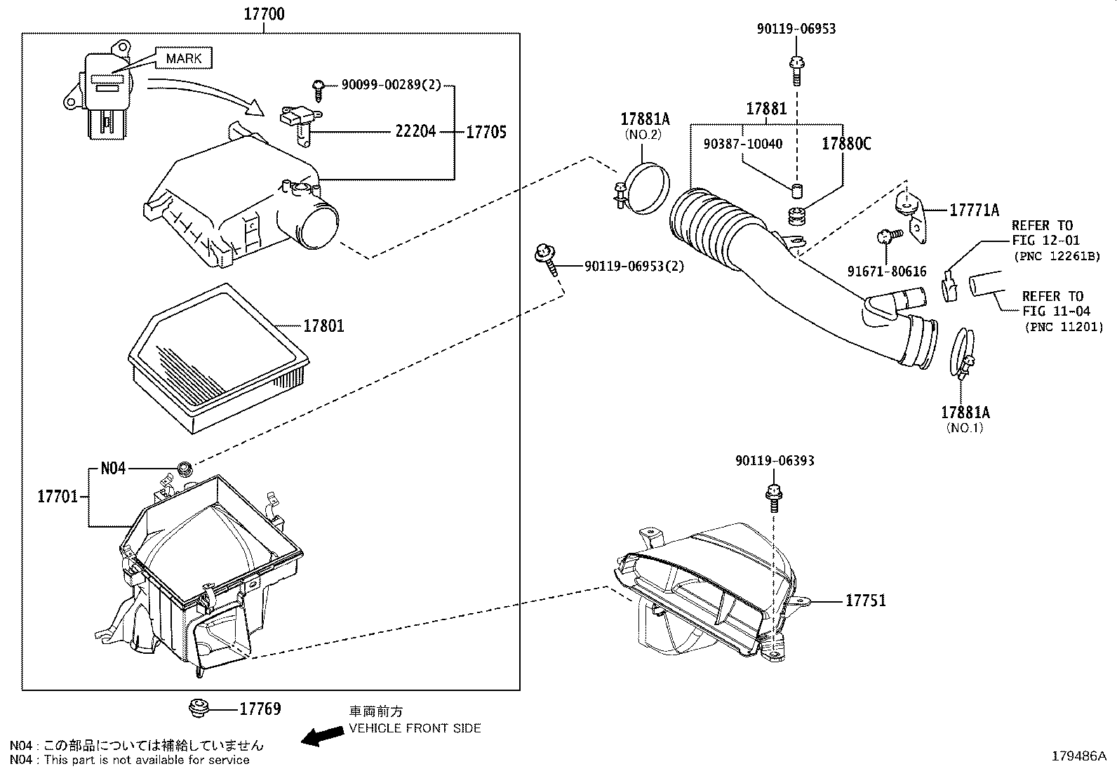 Toyota 17751-38080 INLET, AIR CLEANER, NO.1