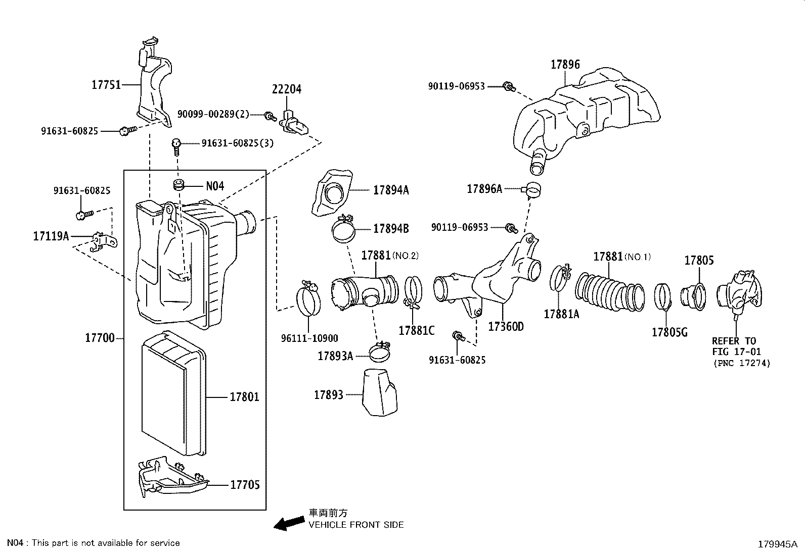 17360-11080 PIPE ASSY, AIR product image