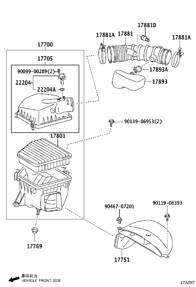 17705-31240 CAP SUB-ASSY, AIR CLEANER product image