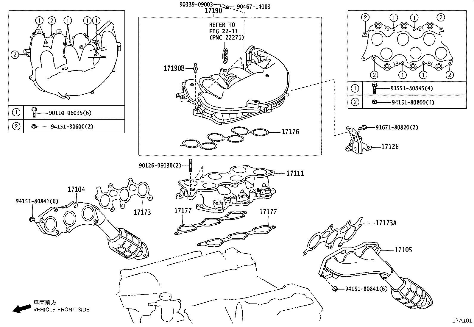 17140-31650 MANIFOLD SUB-ASSY, EXHAUST, RH product image