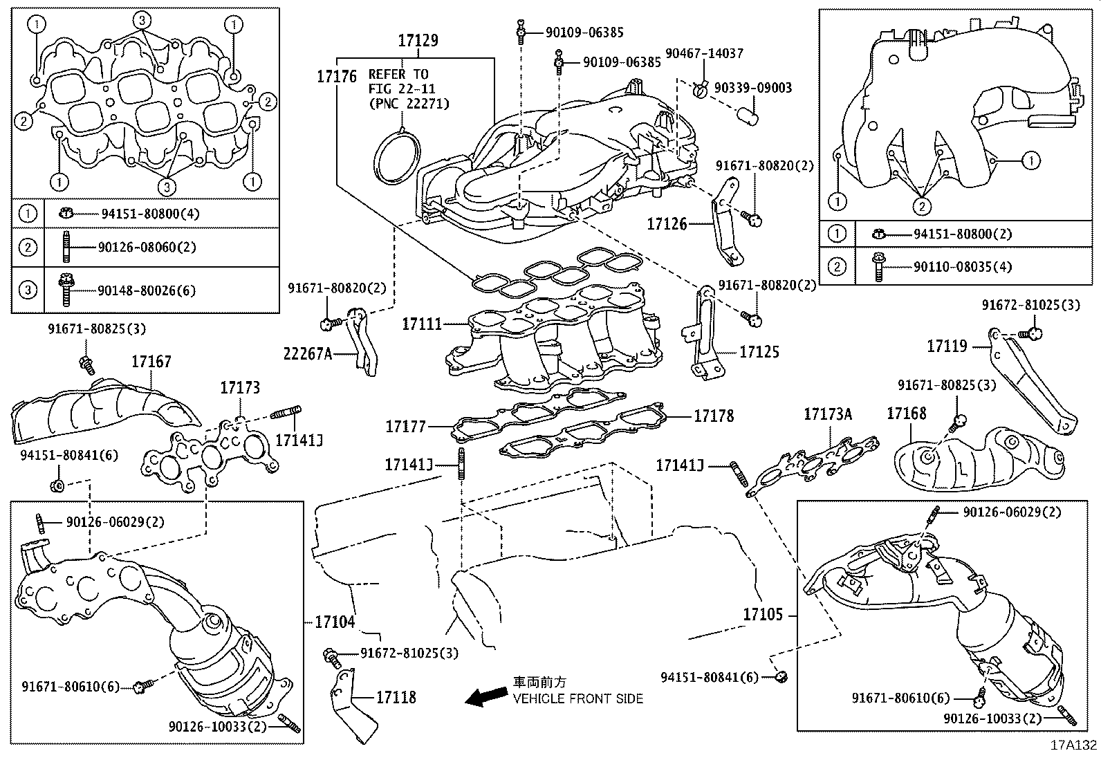 17150-31240 MANIFOLD SUB-ASSY, EXHAUST, LH product image
