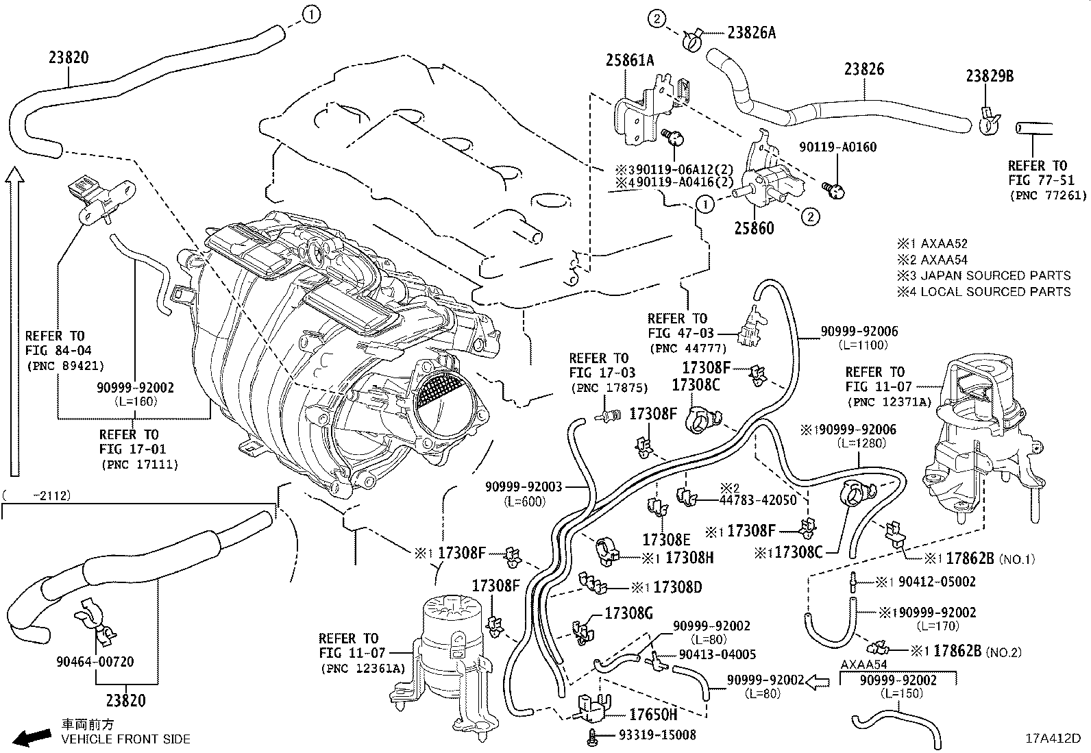 Toyota 23820-F0140 HOSE ASSY, FUEL VAPOR FEED