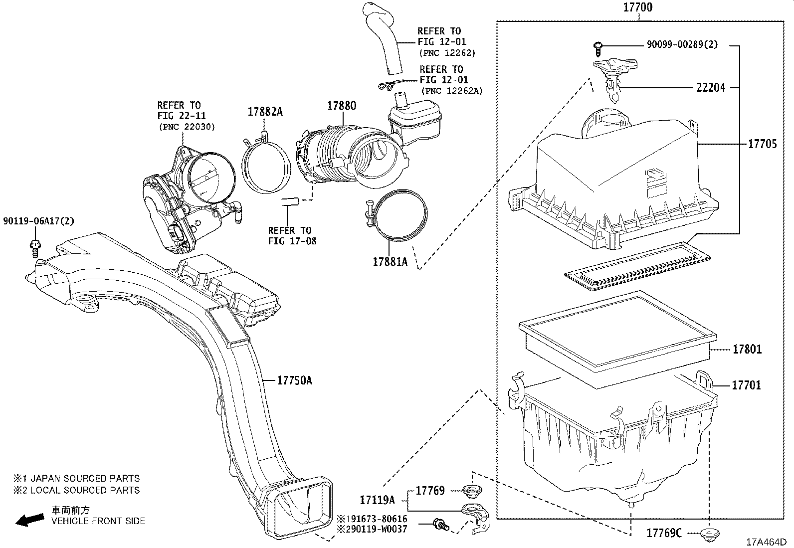 Toyota 17700-25110 CLEANER ASSY, AIR