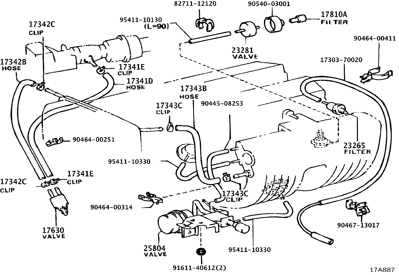 25706-43040 PIPE SUB-ASSY, VACUUM TRANSMITTING, NO.1 product image