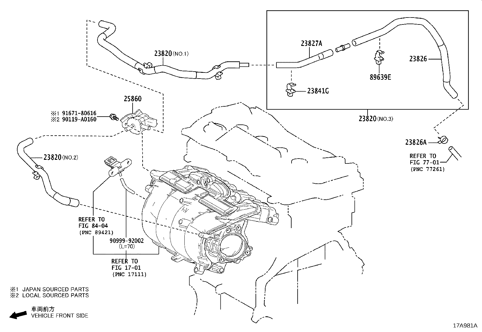 Toyota 17308-25020 HOSE SUB-ASSY, VACUUM