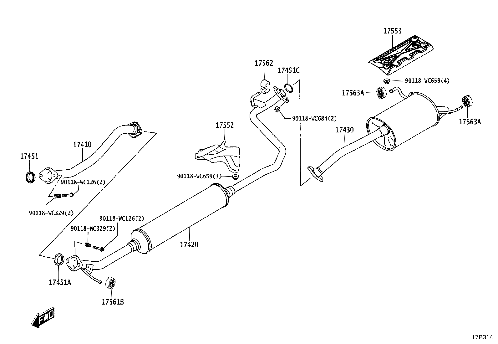 17410-WC002 PIPE ASSY, EXHAUST, FRONT product image