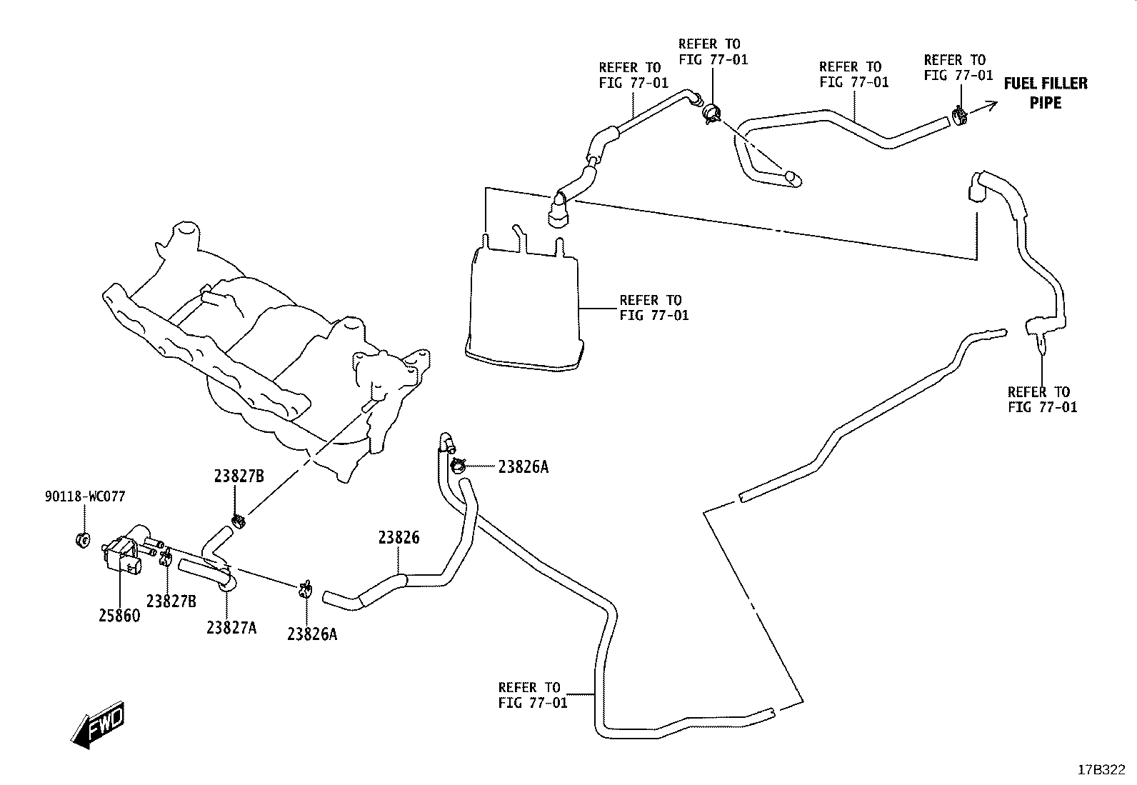 23826-WC004 HOSE, FUEL VAPOR FEED, NO.1 product image