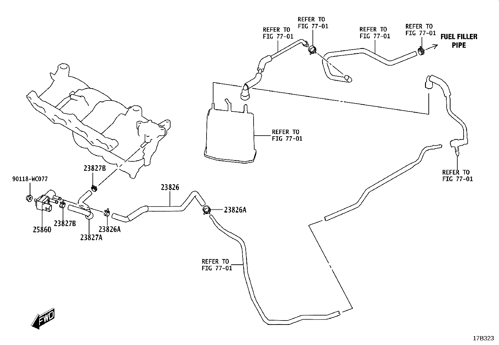 23826-WC004 HOSE, FUEL VAPOR FEED, NO.1 product image