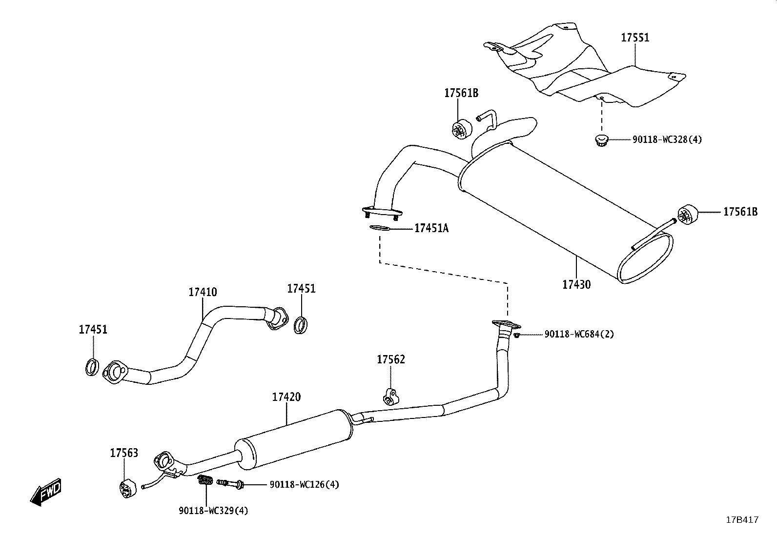 17410-WC003 PIPE ASSY, EXHAUST, FRONT product image