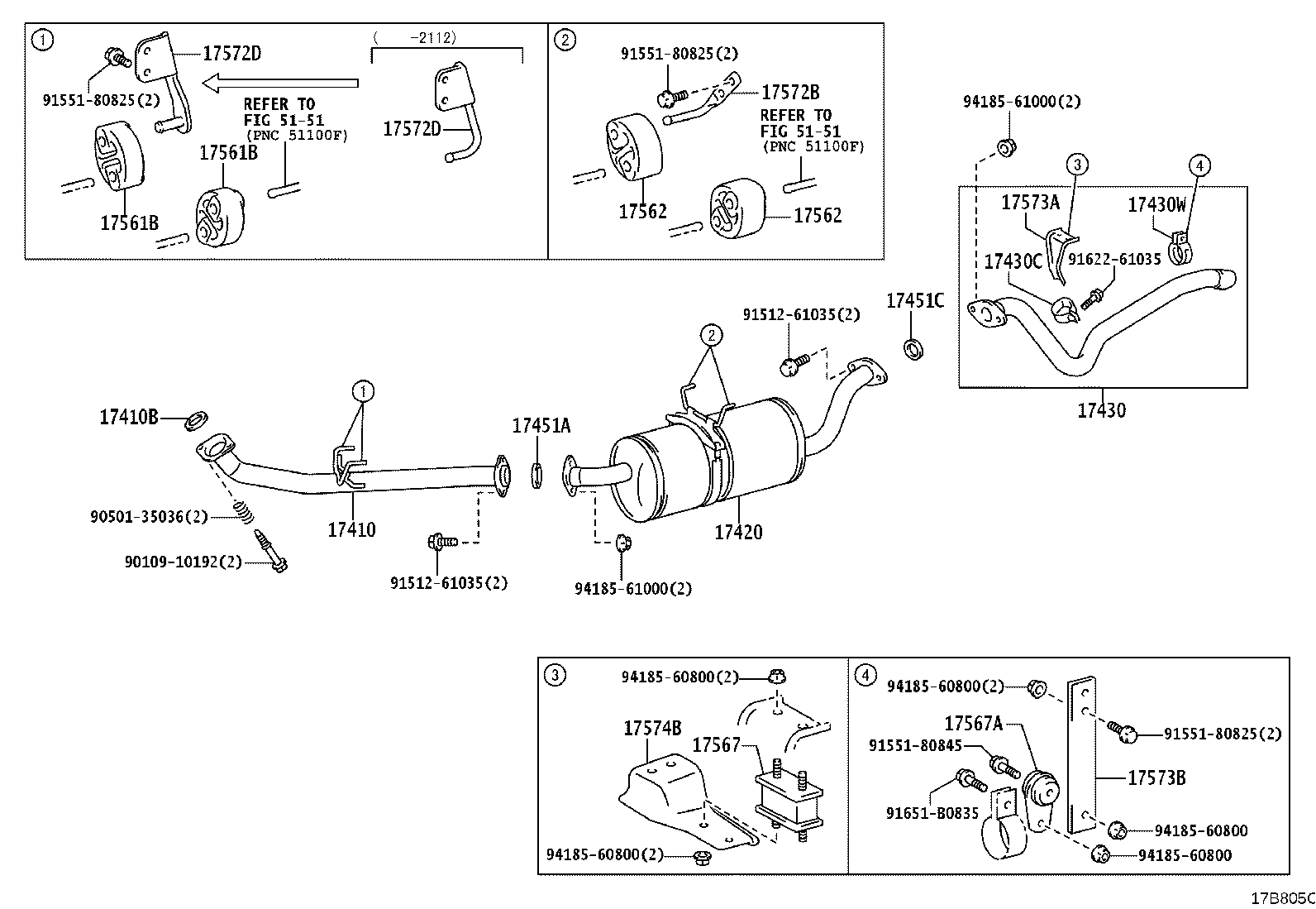 17573-11080 BRACKET, EXHAUST PIPE SUPPORT, NO.3 product image