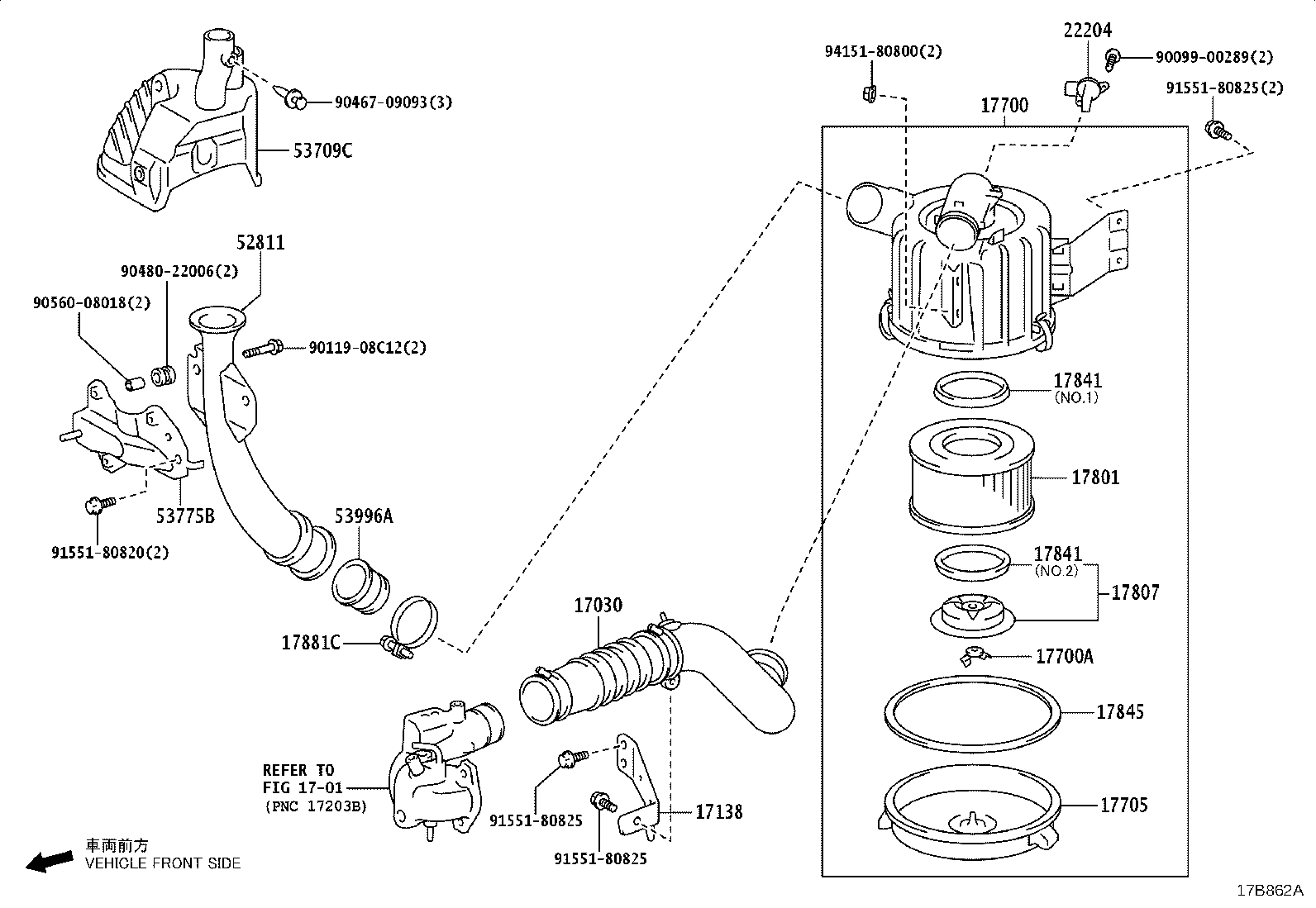 17341-11530 HOSE, AIR, NO.1(FOR INTERCOOLER) product image