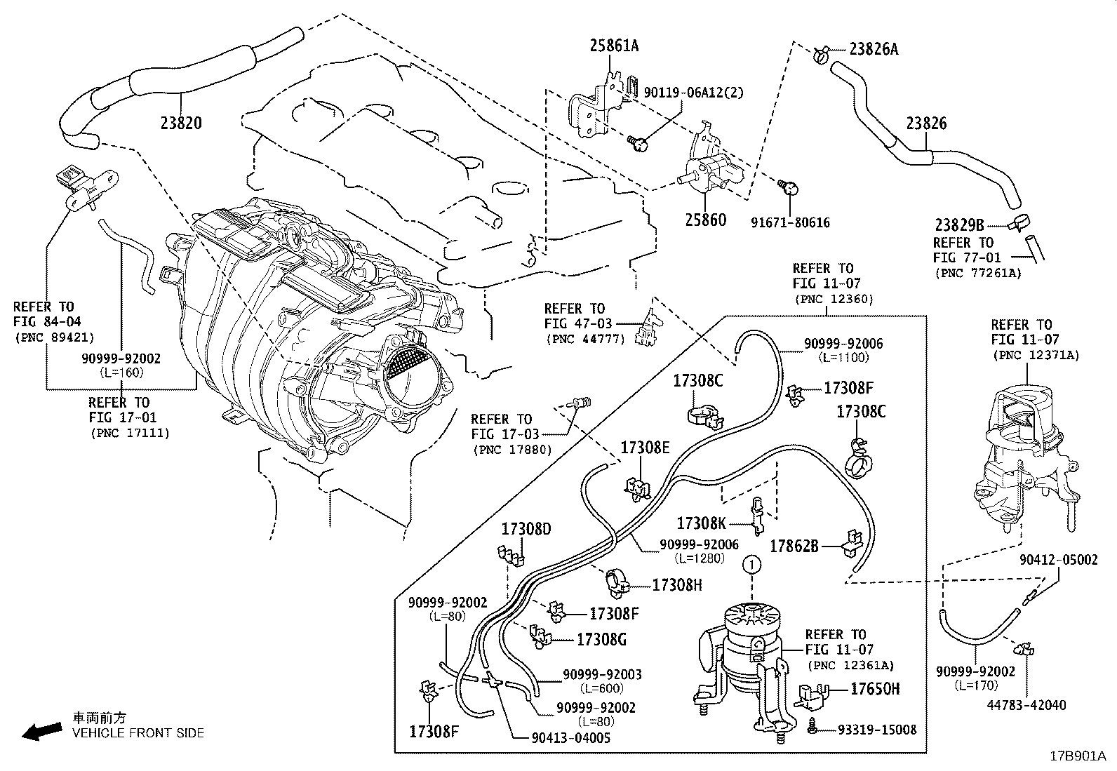 Toyota 23827-25140 HOSE, FUEL VAPOR FEED, NO.2