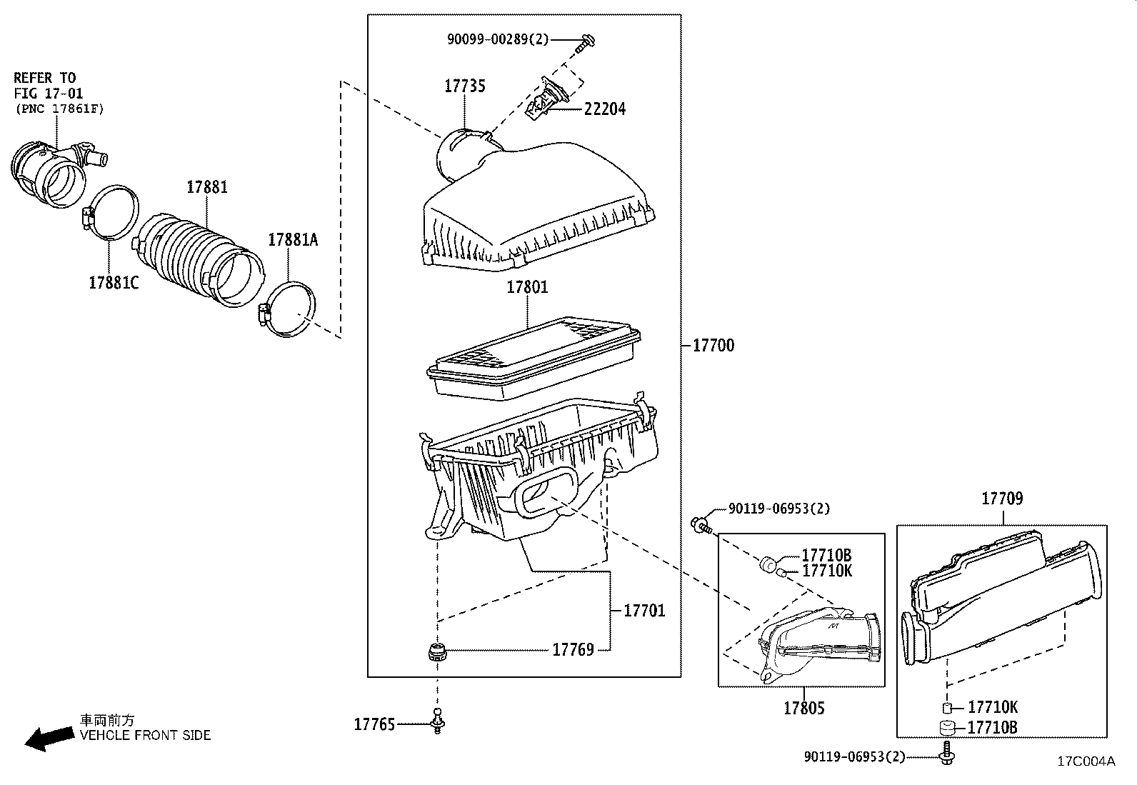 Toyota 17700-52051 CLEANER ASSY, AIR