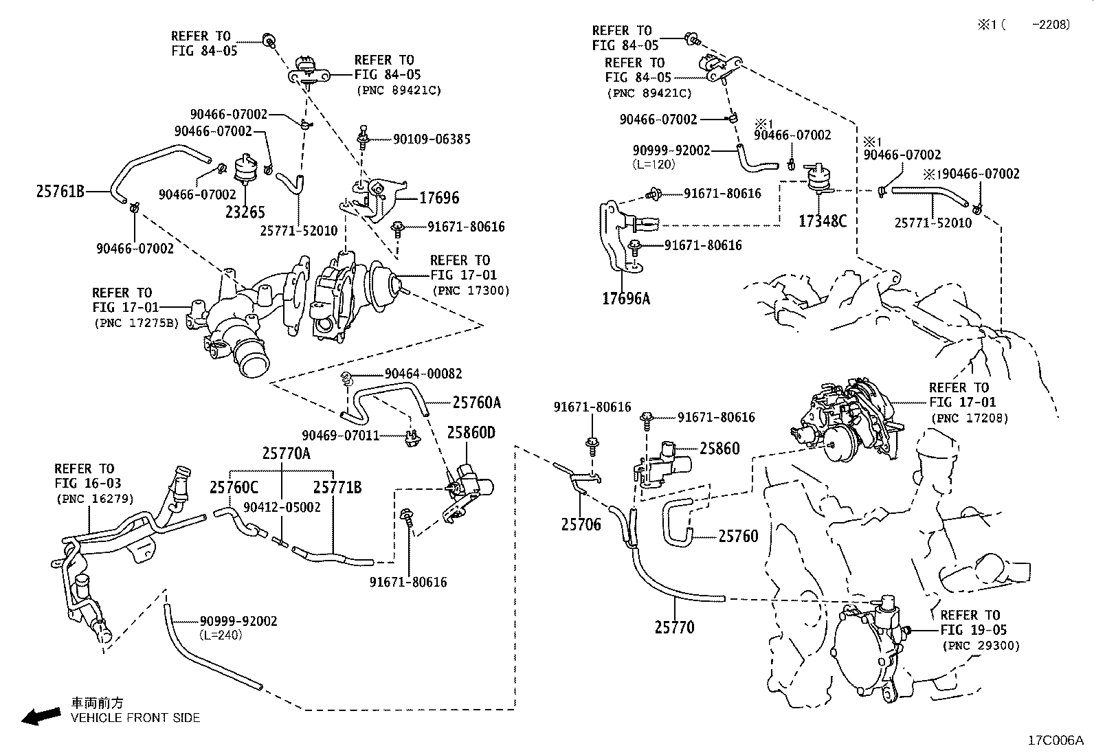 Toyota 25770-62010 HOSE ASSY, VACUUM TRANSMITTING, NO.2