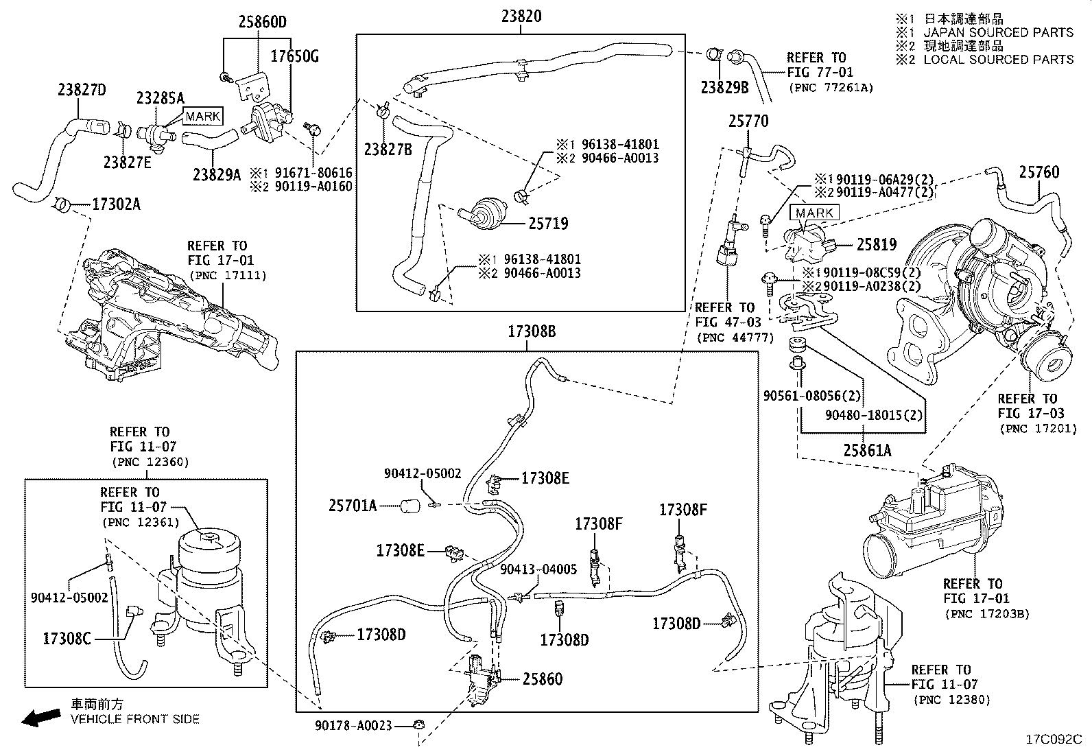 Toyota 23826-F0120 HOSE, FUEL VAPOR FEED, NO.1