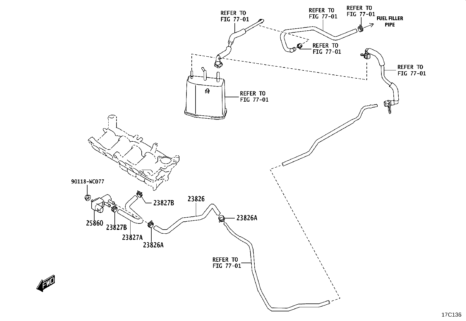 23827-WC010 HOSE, FUEL VAPOR FEED, NO.2 product image
