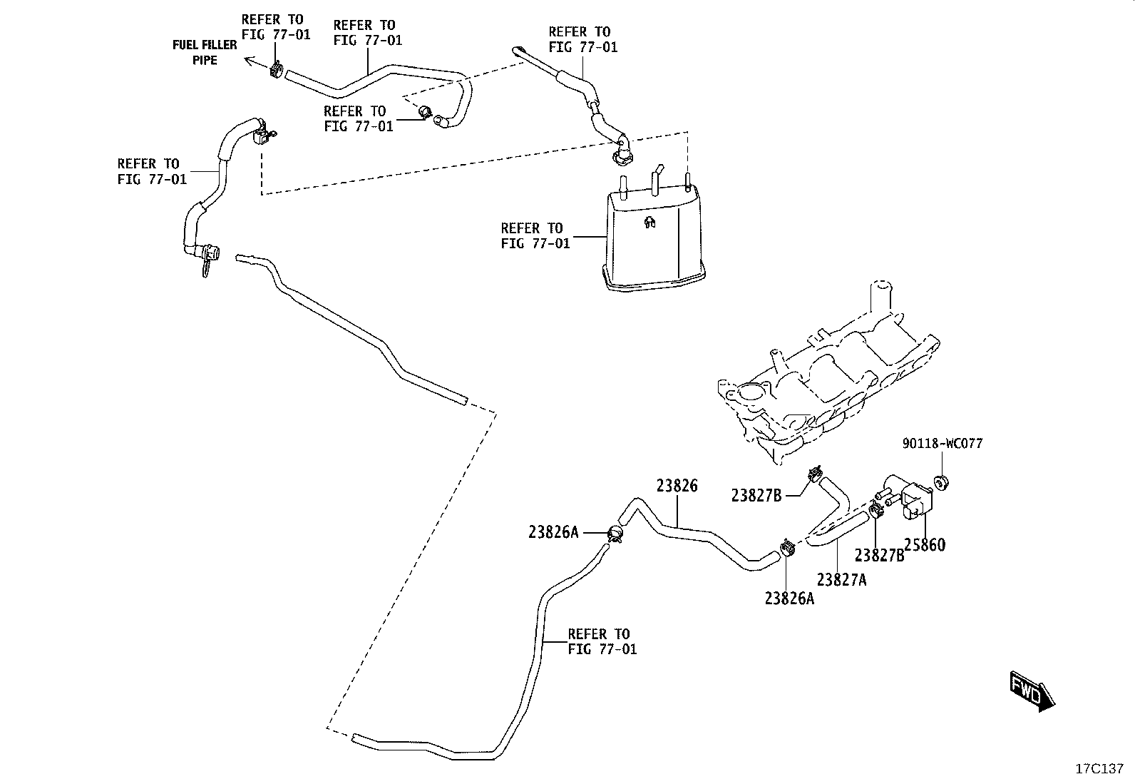 23827-WC010 HOSE, FUEL VAPOR FEED, NO.2 product image