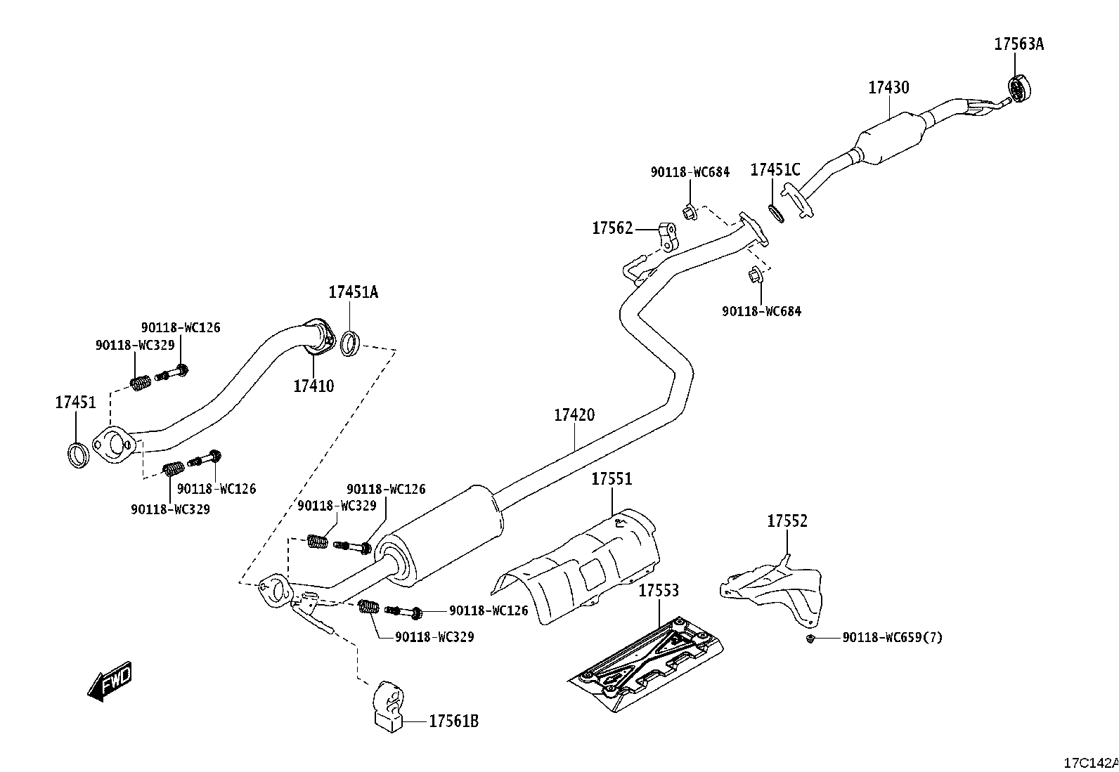 17410-WC007 PIPE ASSY, EXHAUST, FRONT product image