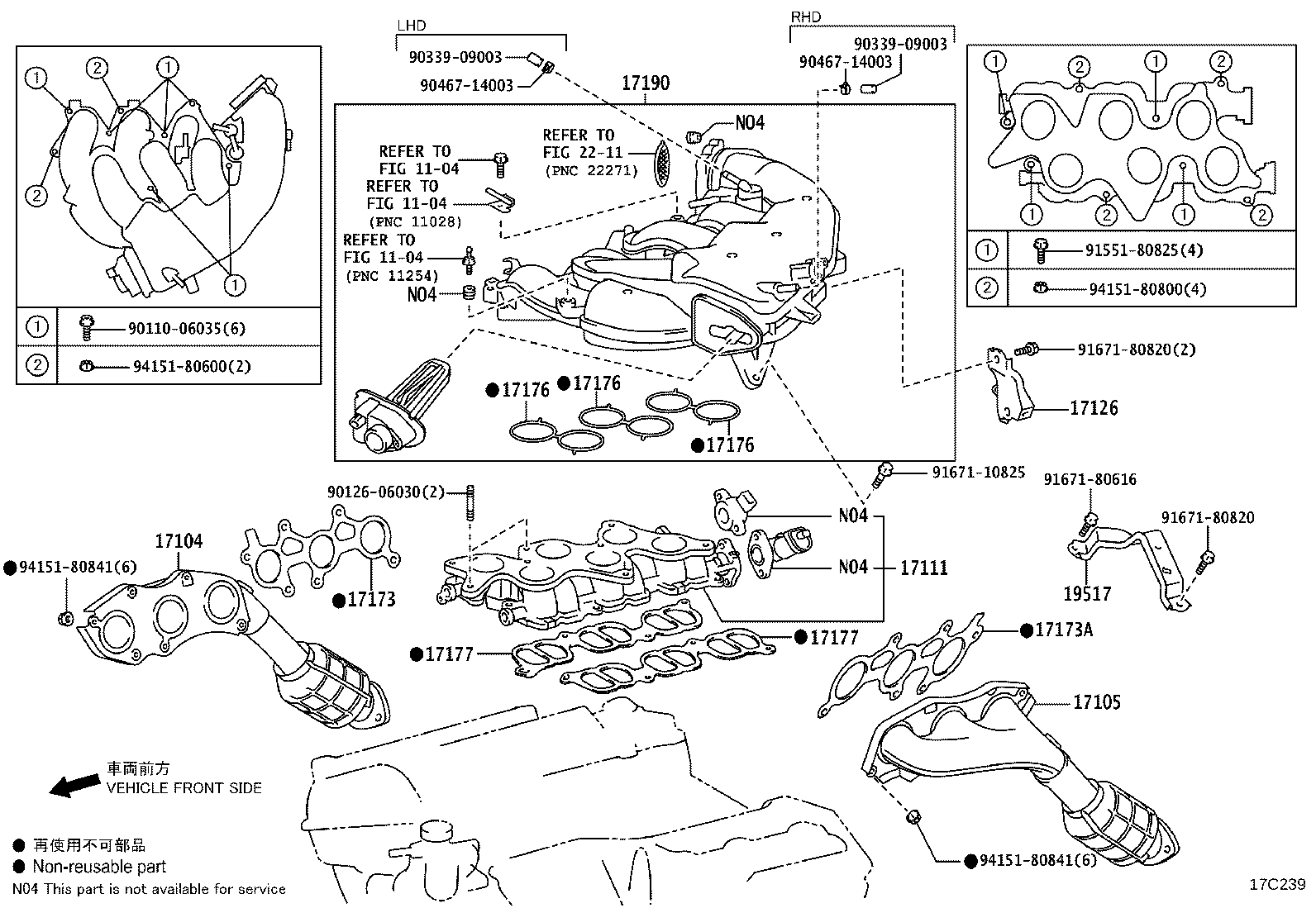 17150-31340 MANIFOLD SUB-ASSY, EXHAUST, LH product image