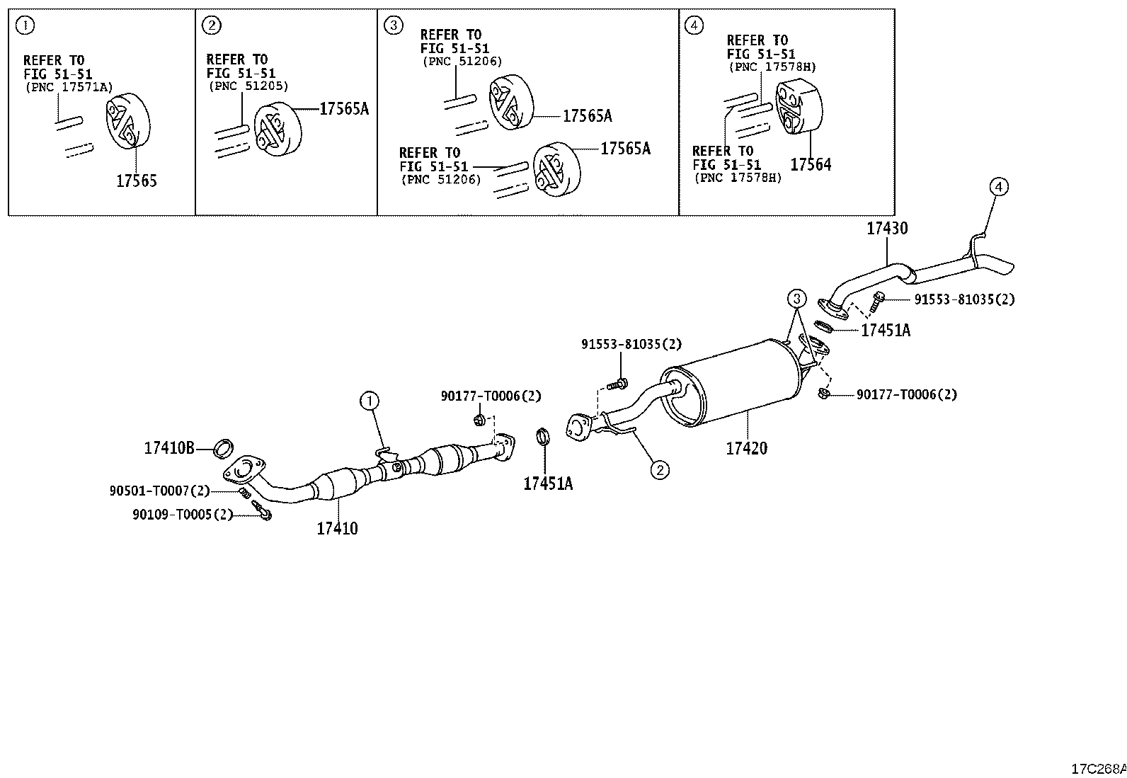 17401-0C701 PIPE ASSY, EXHAUST, FRONT product image