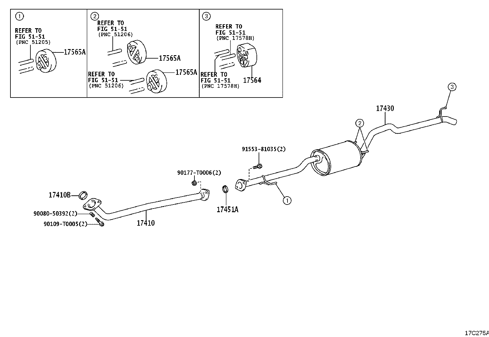 17410-0E041 PIPE ASSY, EXHAUST, FRONT product image