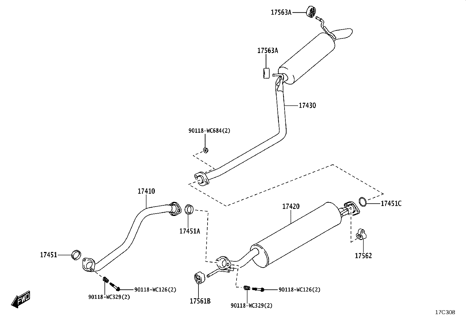 17430-WC009 PIPE ASSY, EXHAUST, TAIL product image