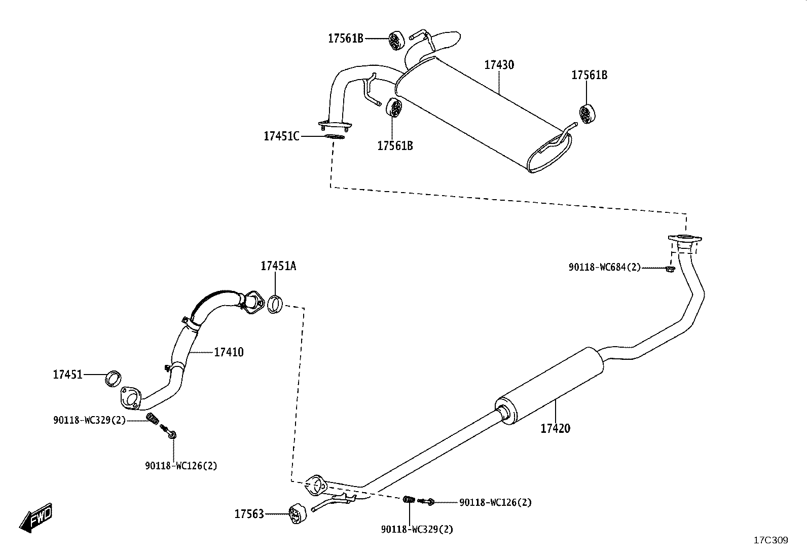 17430-WC009 PIPE ASSY, EXHAUST, TAIL product image