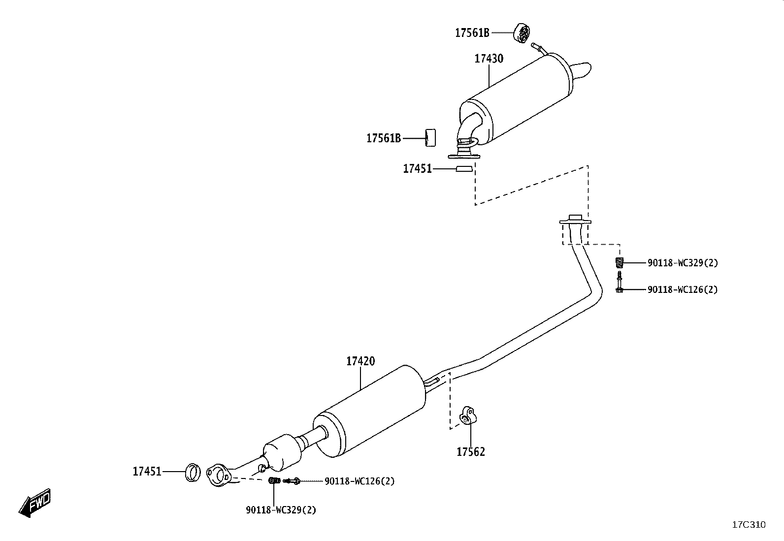 17430-WC009 PIPE ASSY, EXHAUST, TAIL product image