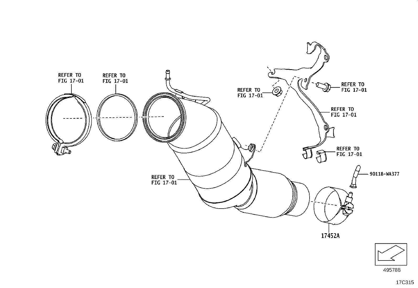 17565-WAA05 SUPPORT, EXHAUST PIPE, NO.1 product image