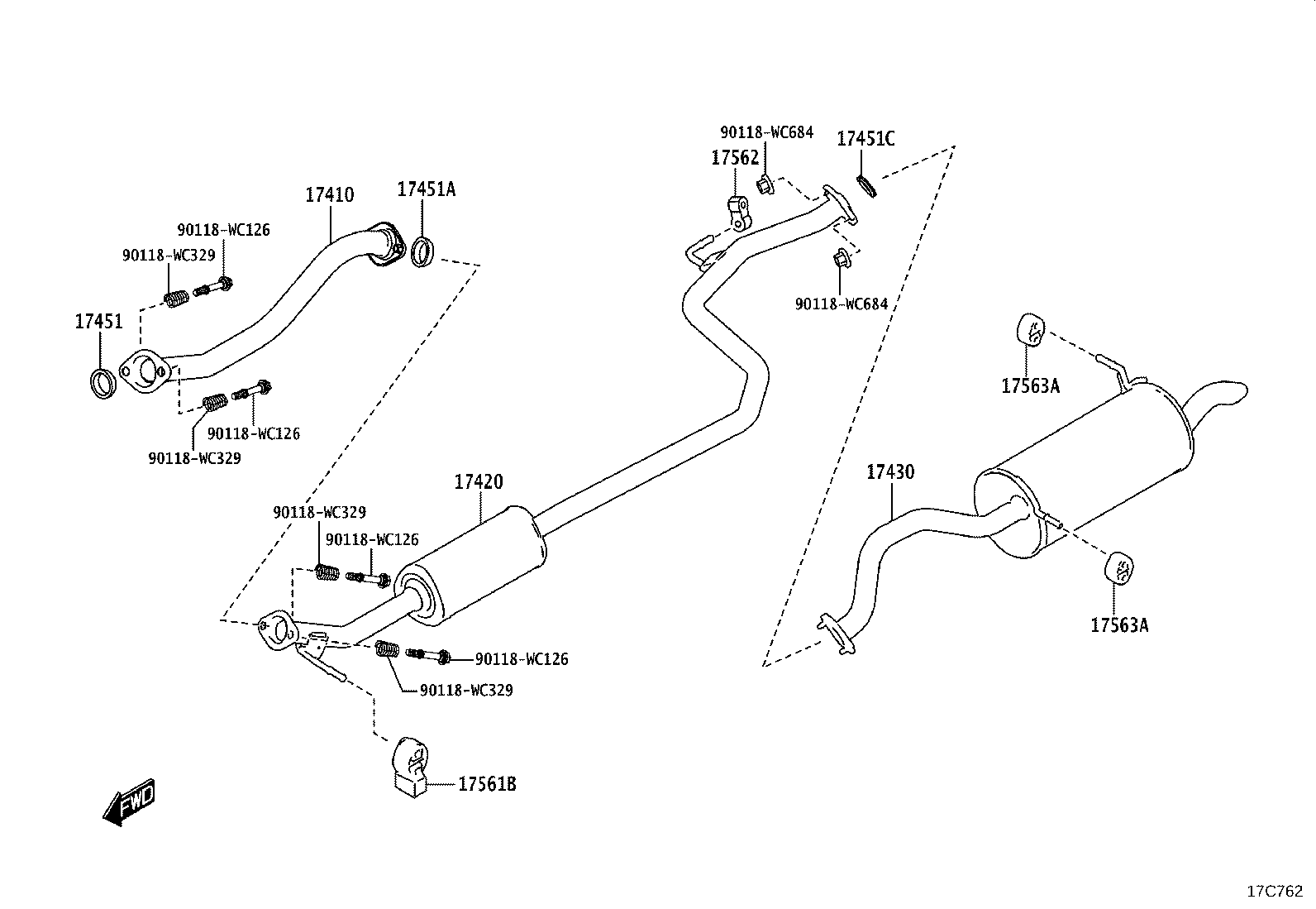 17410-WC013 PIPE ASSY, EXHAUST, FRONT product image