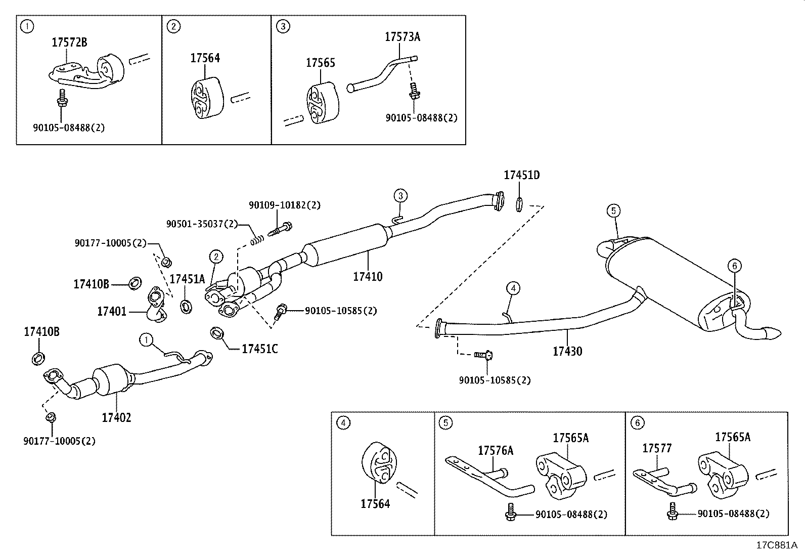 17401-31180 PIPE SUB-ASSY, EXHAUST, FRONT product image