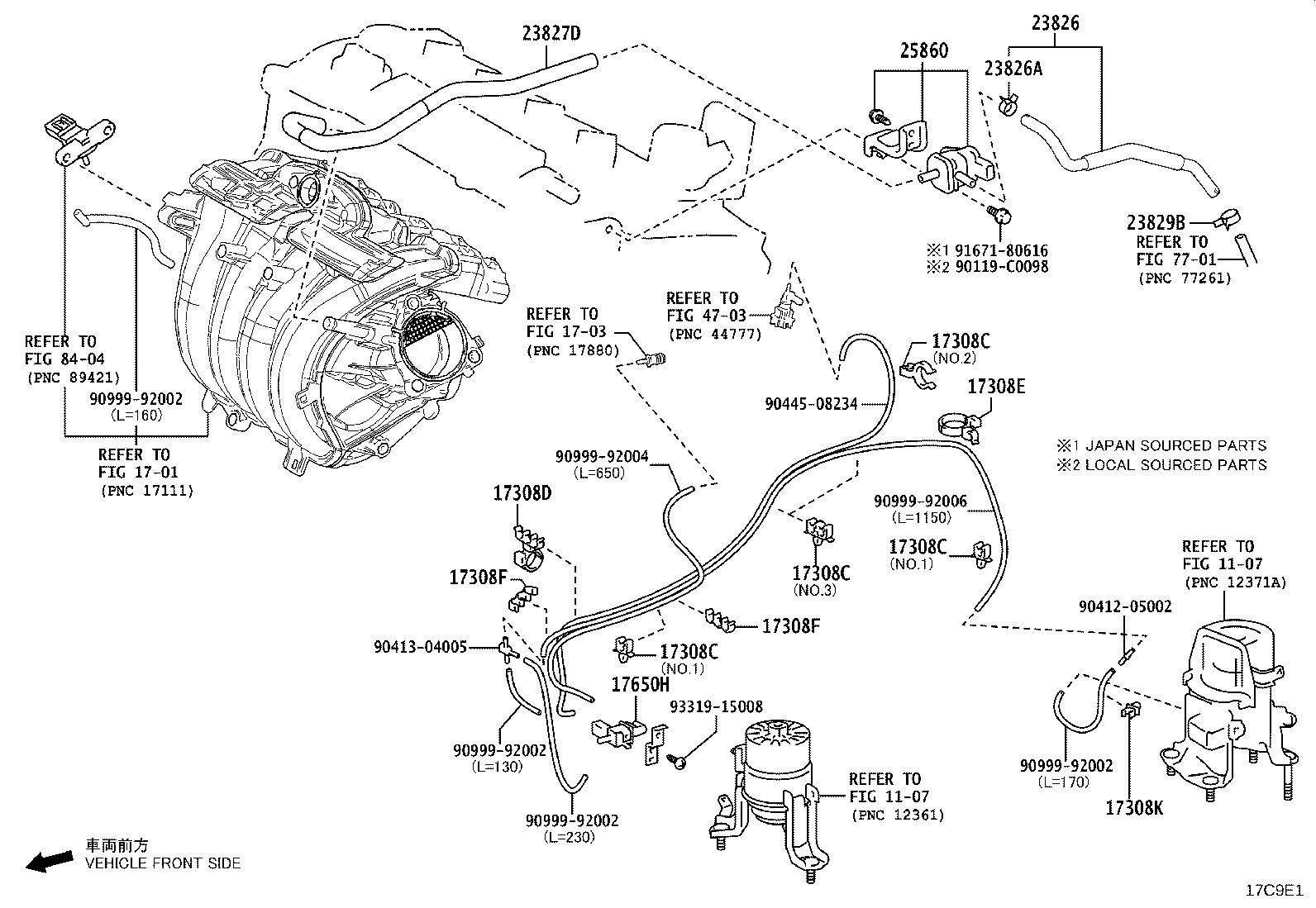 25706-F2020 PIPE SUB-ASSY, VACUUM TRANSMITTING, NO.1 product image