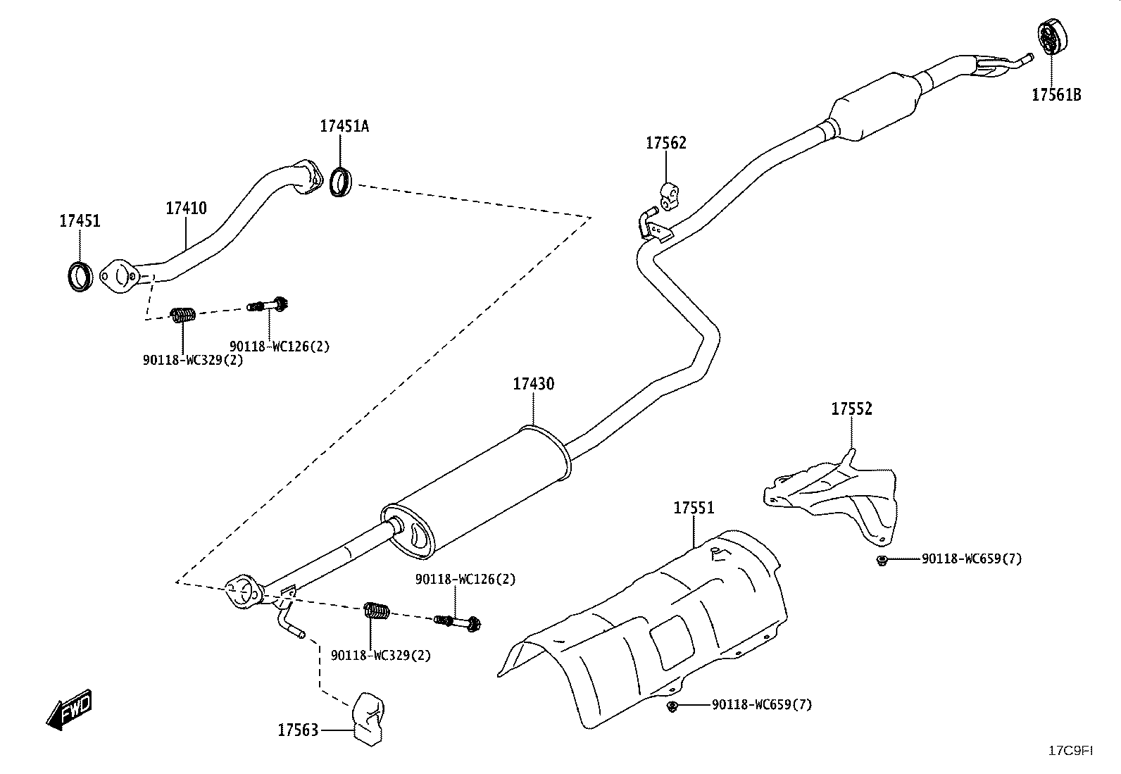 17410-WC014 PIPE ASSY, EXHAUST, FRONT product image