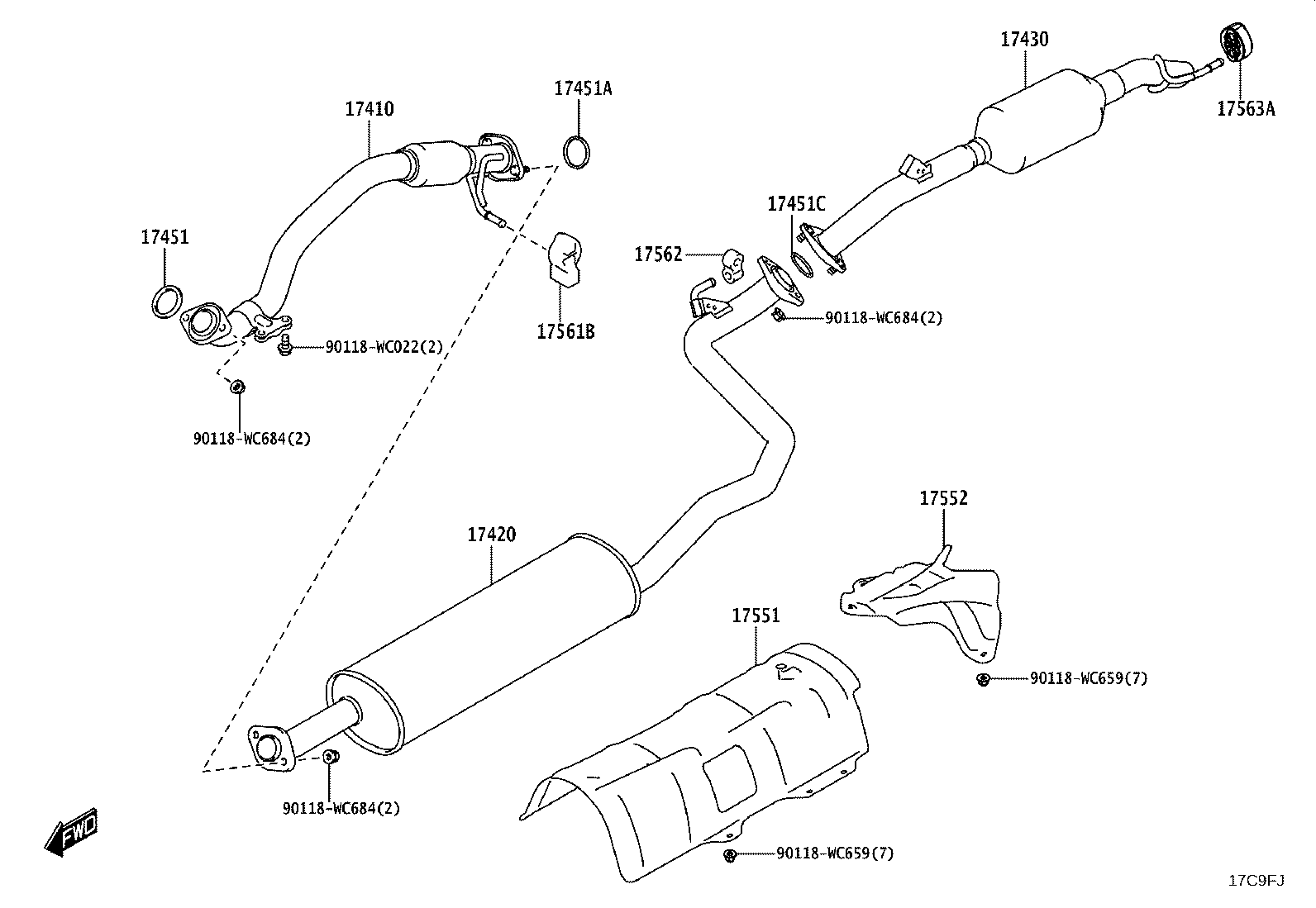 17410-WC014 PIPE ASSY, EXHAUST, FRONT product image