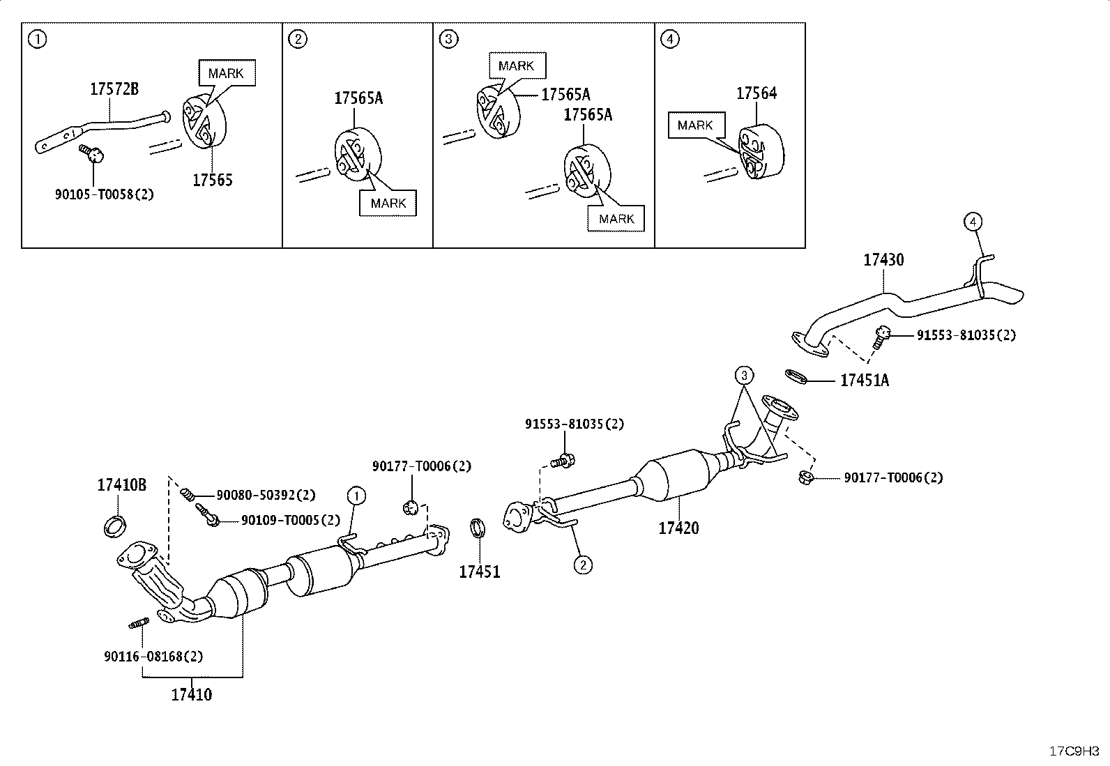17572-0E080 BRACKET, EXHAUST PIPE SUPPORT, NO.2 product image