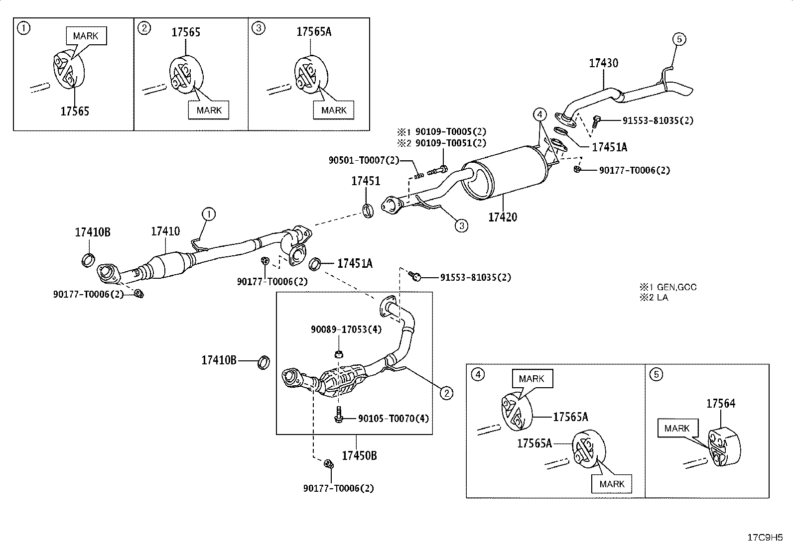 17572-0E080 BRACKET, EXHAUST PIPE SUPPORT, NO.2 product image